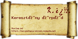 Keresztény Árpád névjegykártya